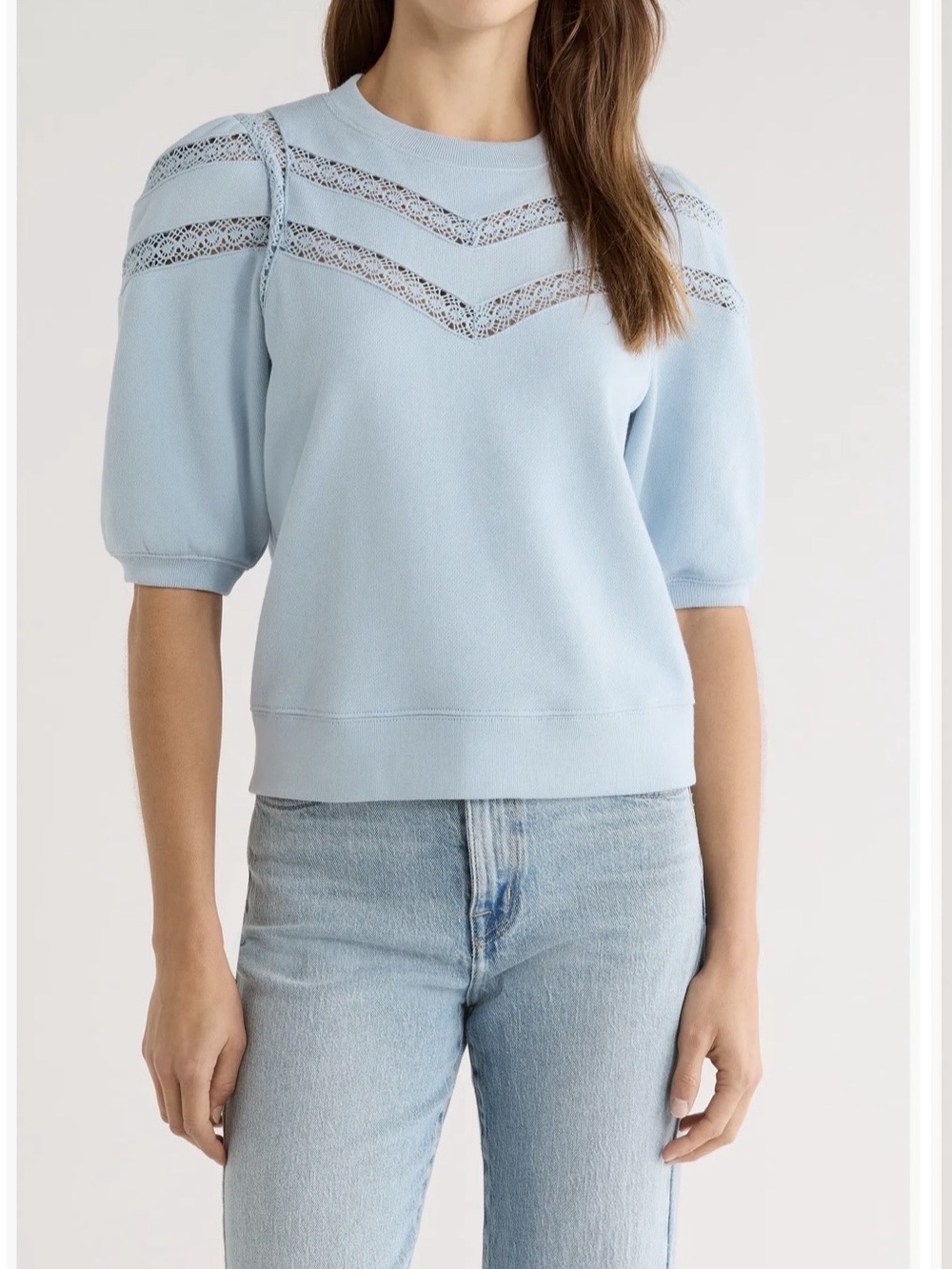 Rails Lace Detail Puff Sleeve Top in Blue Size XS NWT new with tags